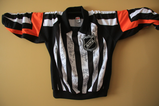 NHL & Rescue Me Stars Multi-Signed NHL Referee's Jersey. Hockey, Lot  #43180